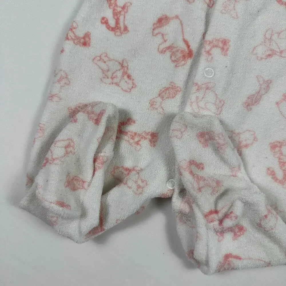 Vintage 1992 Disney Winnie The Pooh Bear & Friends Fleece Footie Pajamas Sz 12mo